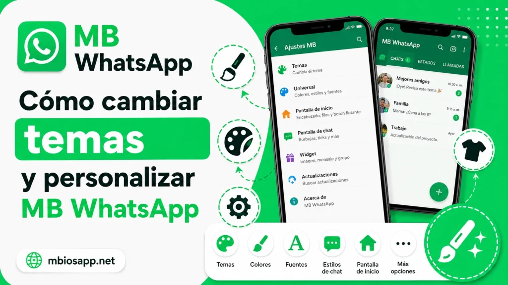 Cómo cambiar temas y personalizar MB WhatsApp